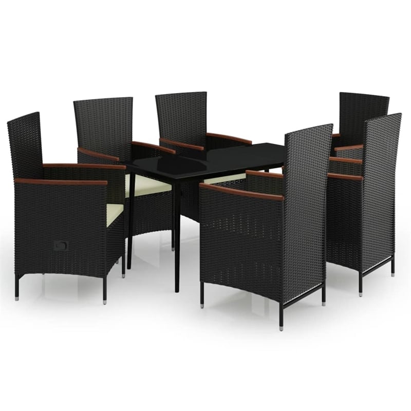 vidaXL Garden Dining Set in Black/Cream White