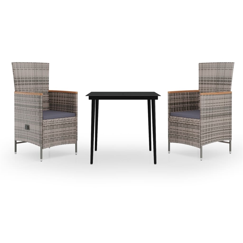 vidaXL Garden Dining Set in Gray and Black