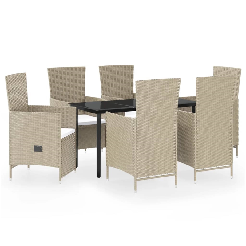 vidaXL Garden Dining Set in Beige and Black