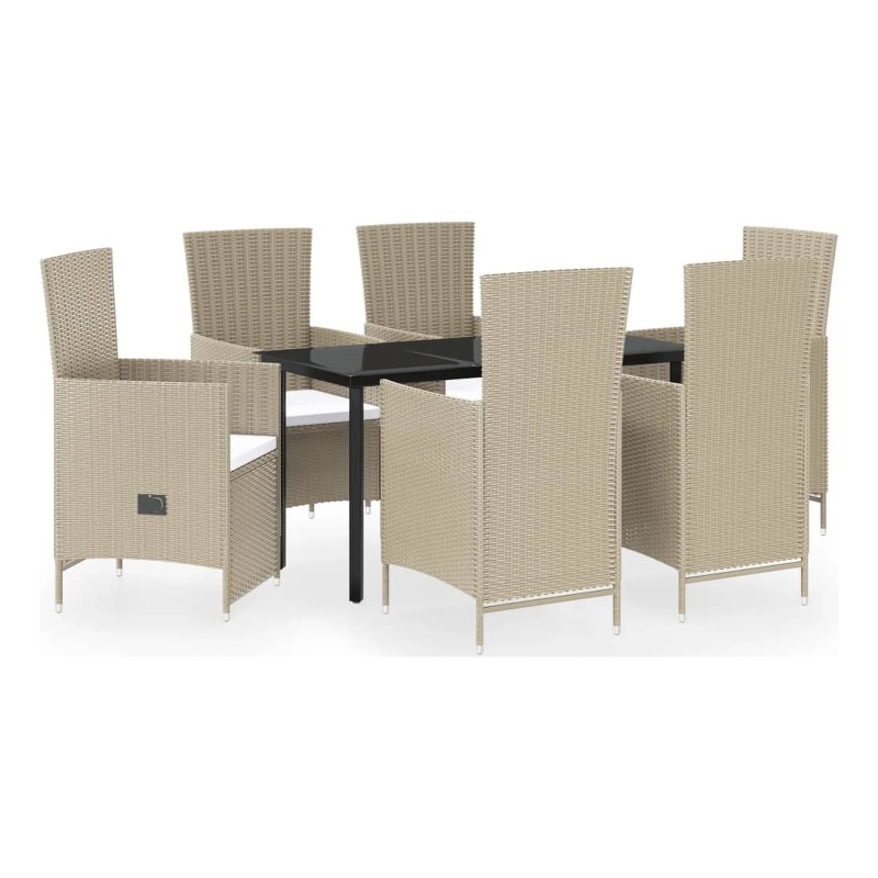 vidaXL Garden Dining Set in Beige and Black