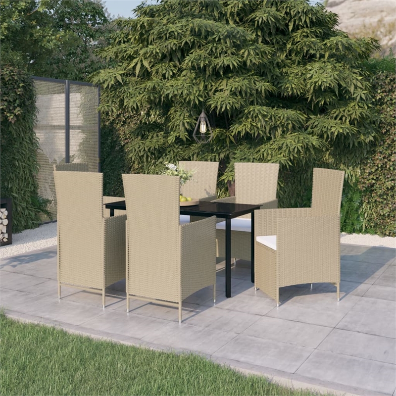 vidaXL Garden Dining Set in Beige and Black