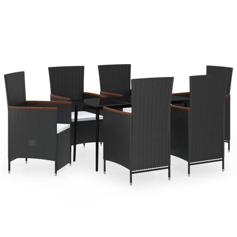 vidaXL Garden Dining Set in Black and Cream White