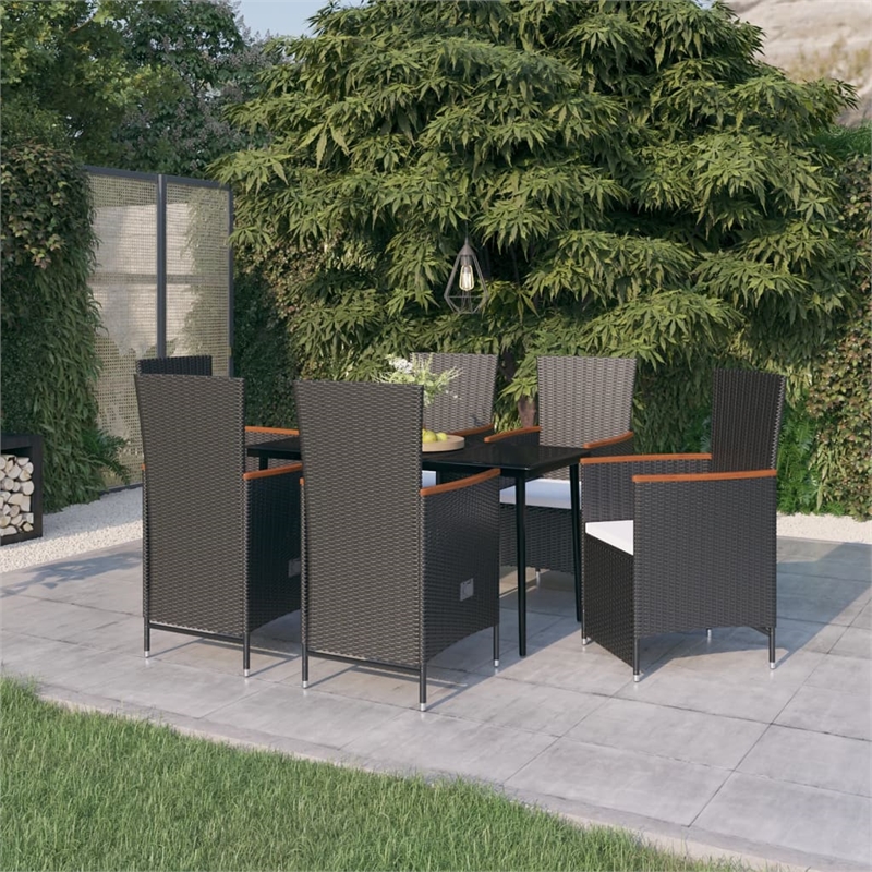 vidaXL Garden Dining Set in Black and Cream White