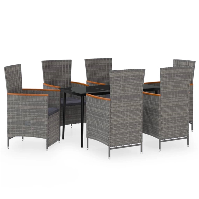 vidaXL Garden Dining Set in Gray and Black With in Dark Gray Cushions