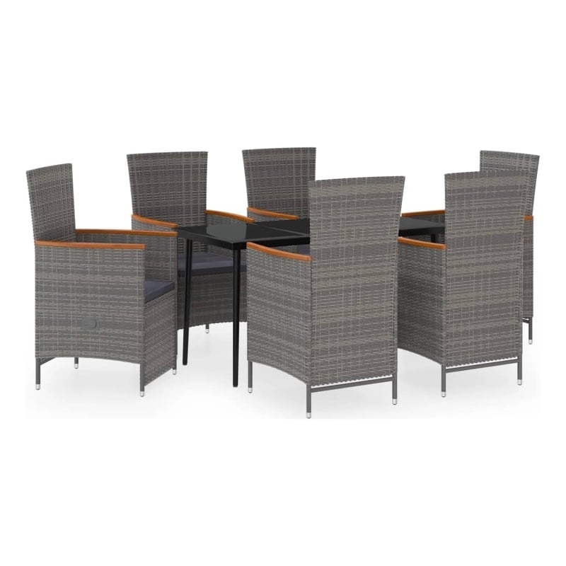 vidaXL Garden Dining Set in Gray and Black With in Dark Gray Cushions