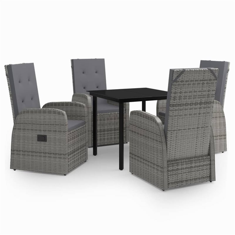 vidaXL Garden Dining Set in Gray and Black