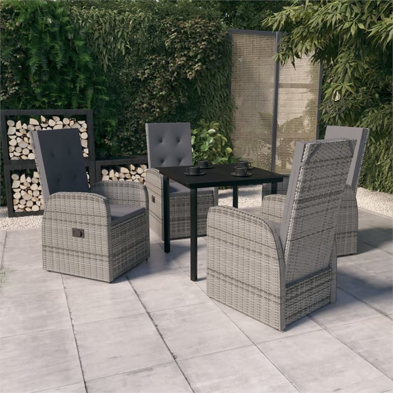 vidaXL Garden Dining Set in Gray and Black