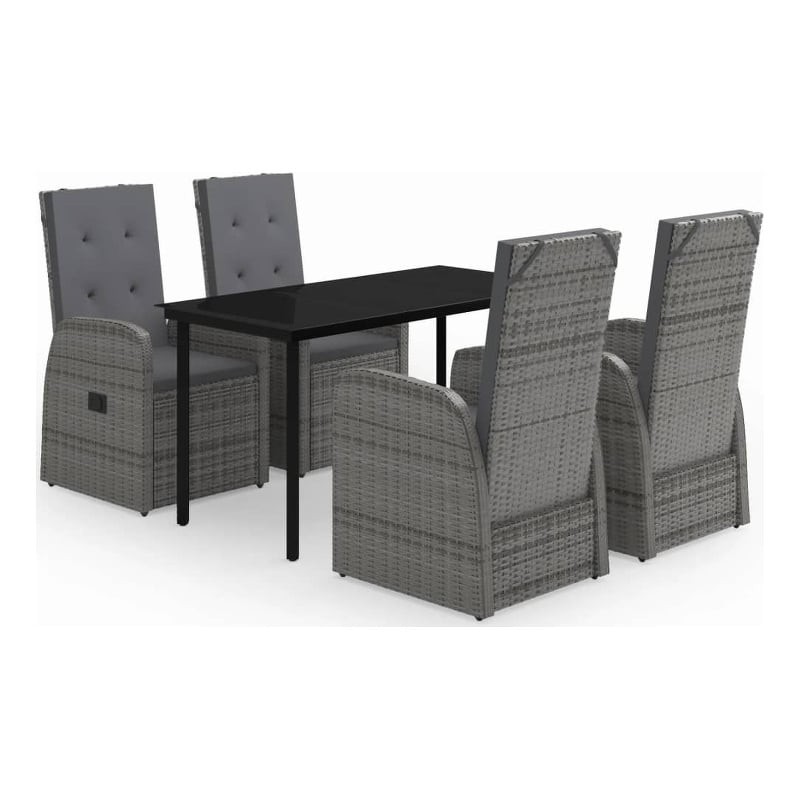 vidaXL Garden Dining Set in Gray and Black