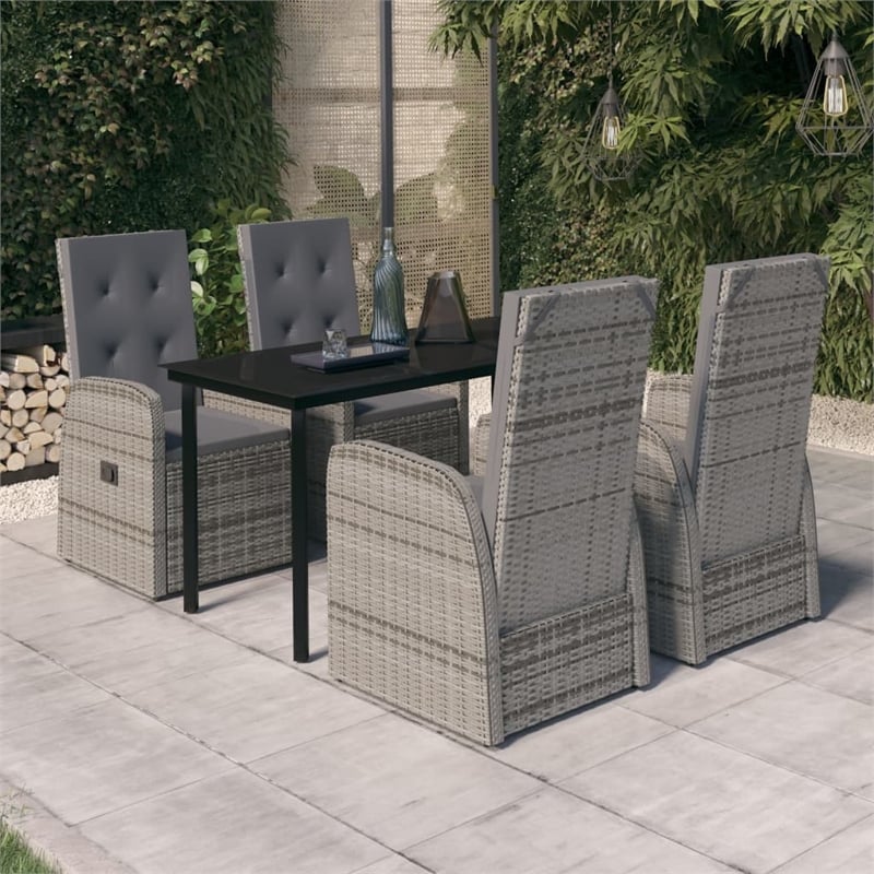 vidaXL Garden Dining Set in Gray and Black