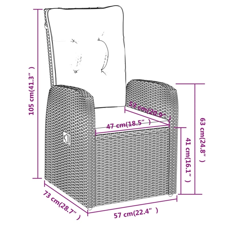 vidaXL PE Rattan Powder-Coated Steel Glass Garden Dining Set in Black