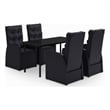 vidaXL PE Rattan Powder-Coated Steel Glass Garden Dining Set in Black