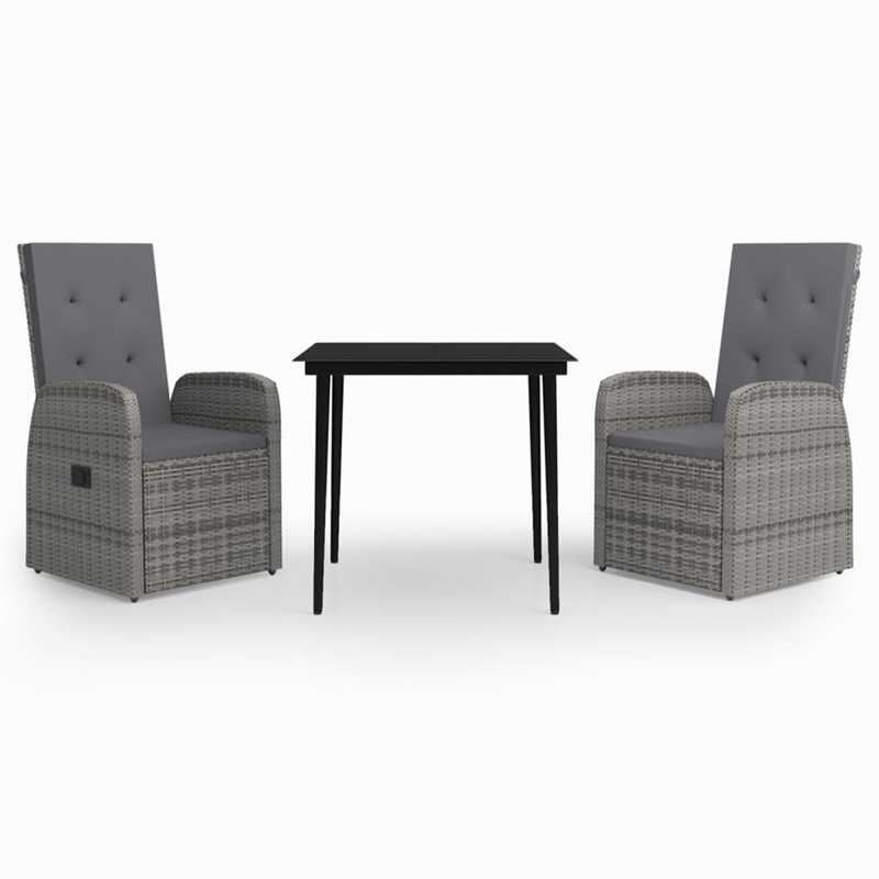 vidaXL Garden Dining Set in Gray and Black