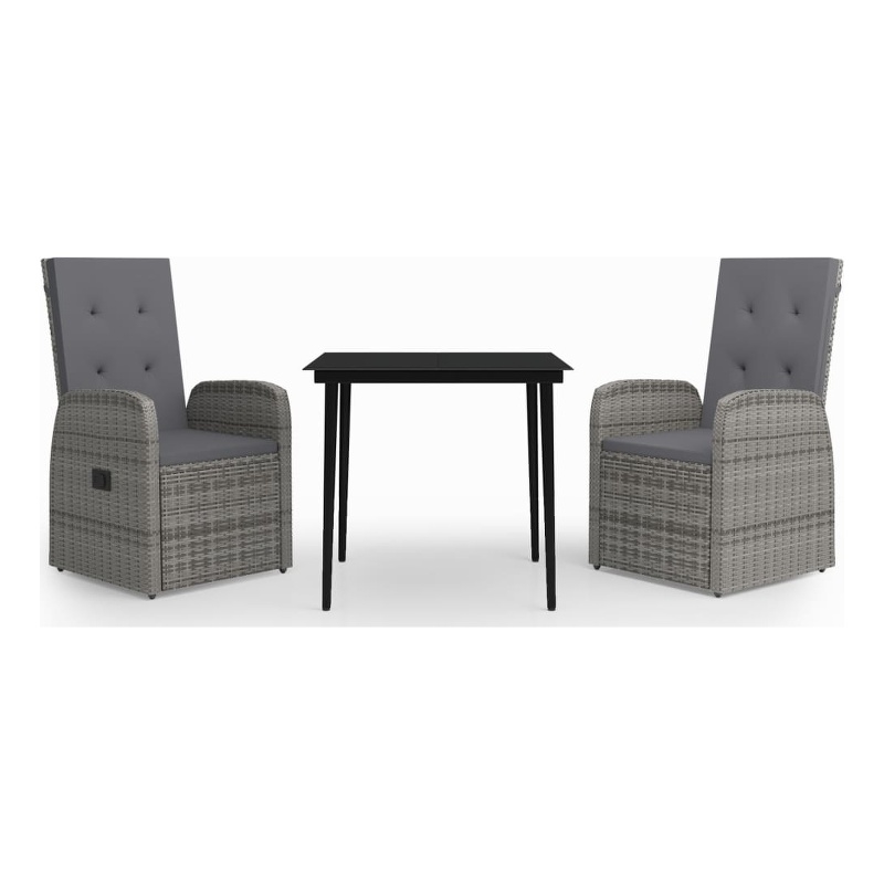 vidaXL Garden Dining Set in Gray and Black
