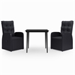 vidaXL Garden Dining Set in Black With in Black Cushions