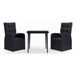 vidaXL Garden Dining Set in Black With in Black Cushions