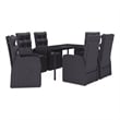 vidaXL PE Rattan/Powder-Coated Steel/Glass Garden Dining Set in Black