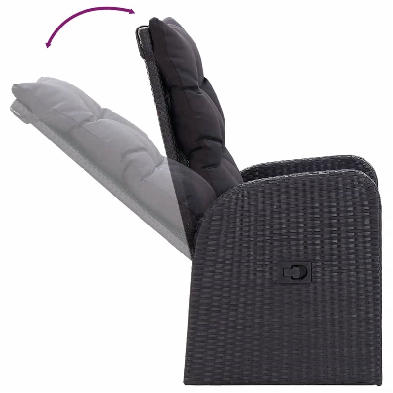 vidaXL PE Rattan/Powder-Coated Steel/Glass Garden Dining Set in Black