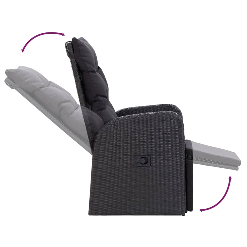 vidaXL PE Rattan/Powder-Coated Steel/Glass Garden Dining Set in Black