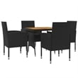 vidaXL PE Rattan/Steel/Solid Acacia Wood Outdoor Dining Set in Black