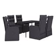 vidaXL PE Rattan/Powder-Coated Steel/Glass Garden Dining Set in Black