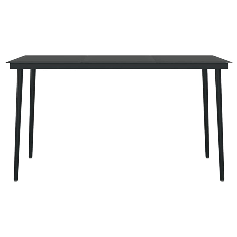 vidaXL PE Rattan/Powder-Coated Steel/Glass Garden Dining Set in Black