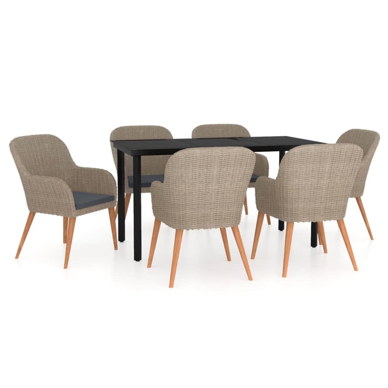 vidaXL Garden Dining Set in Brown and Black