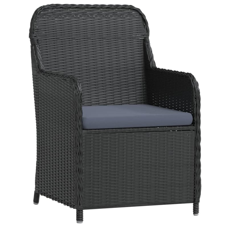vidaXL Poly Rattan/Powder-Coated Steel/Glass Garden Dining Set in Black