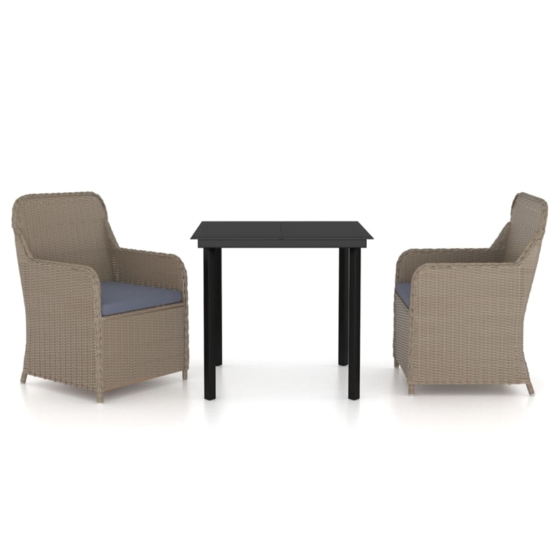 vidaXL Garden Dining Set in Brown and Black/Cushion in Dark Gray
