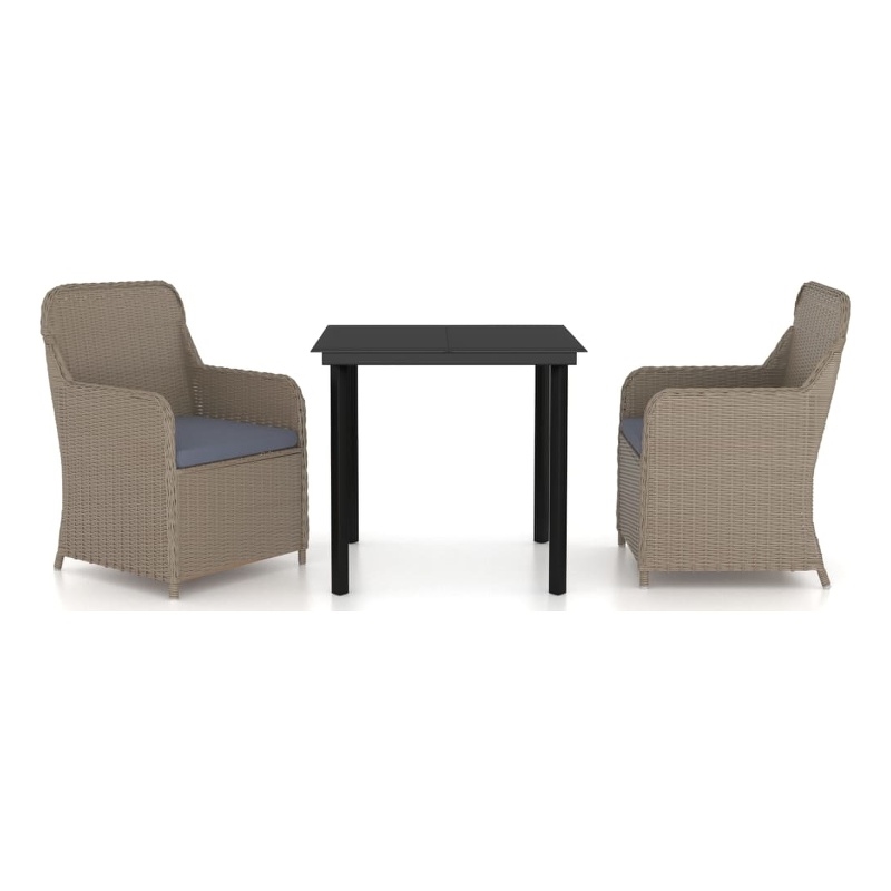 vidaXL Garden Dining Set in Brown and Black/Cushion in Dark Gray