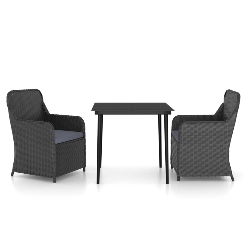 vidaXL Garden Dining Set in Black With in Dark Gray Cushions