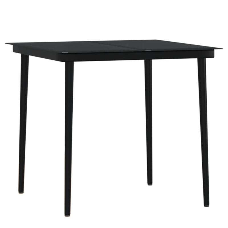 vidaXL Garden Dining Set in Black With in Dark Gray Cushions