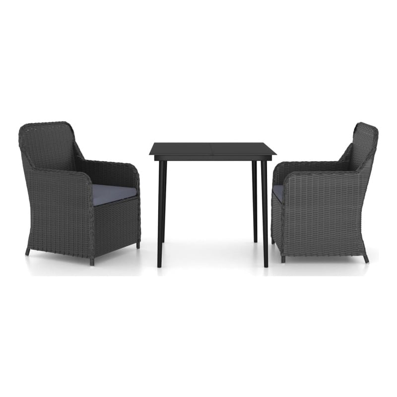 vidaXL Garden Dining Set in Black With in Dark Gray Cushions