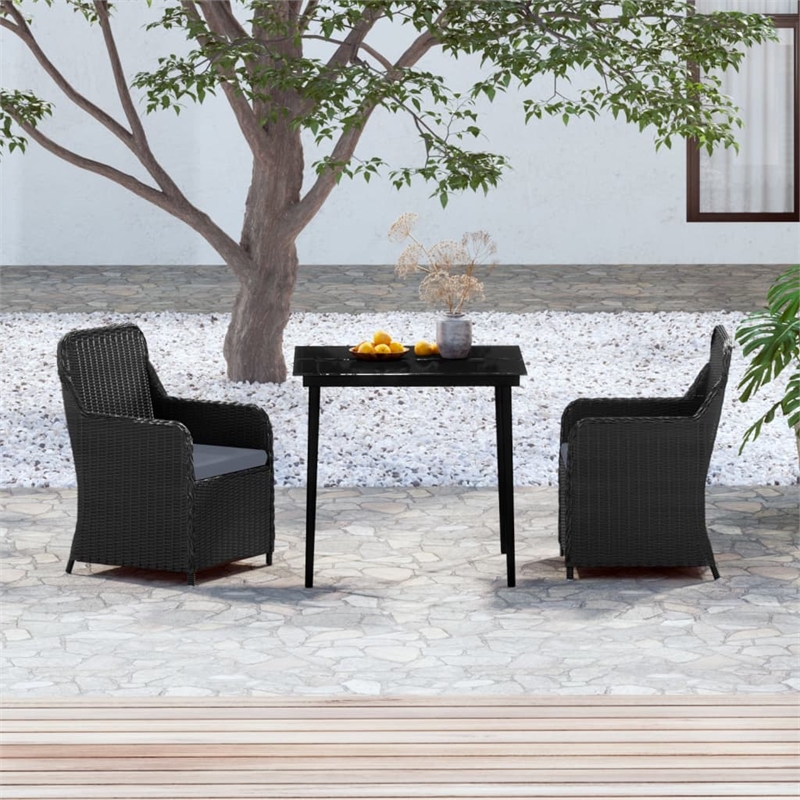 vidaXL Garden Dining Set in Black With in Dark Gray Cushions