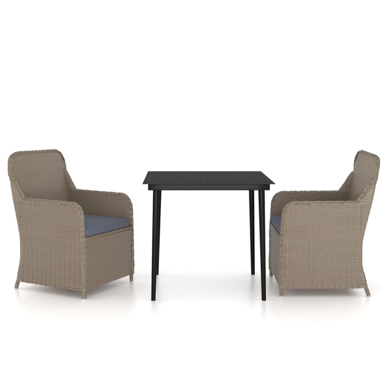 vidaXL Garden Dining Set in Brown and Black With in Dark Gray Cushions
