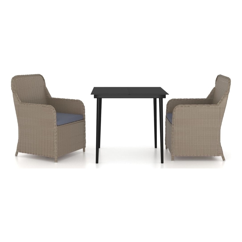vidaXL Garden Dining Set in Brown and Black With in Dark Gray Cushions