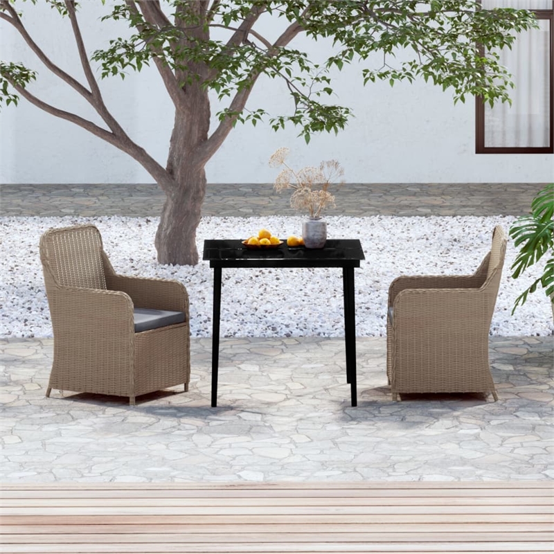 vidaXL Garden Dining Set in Brown and Black With in Dark Gray Cushions