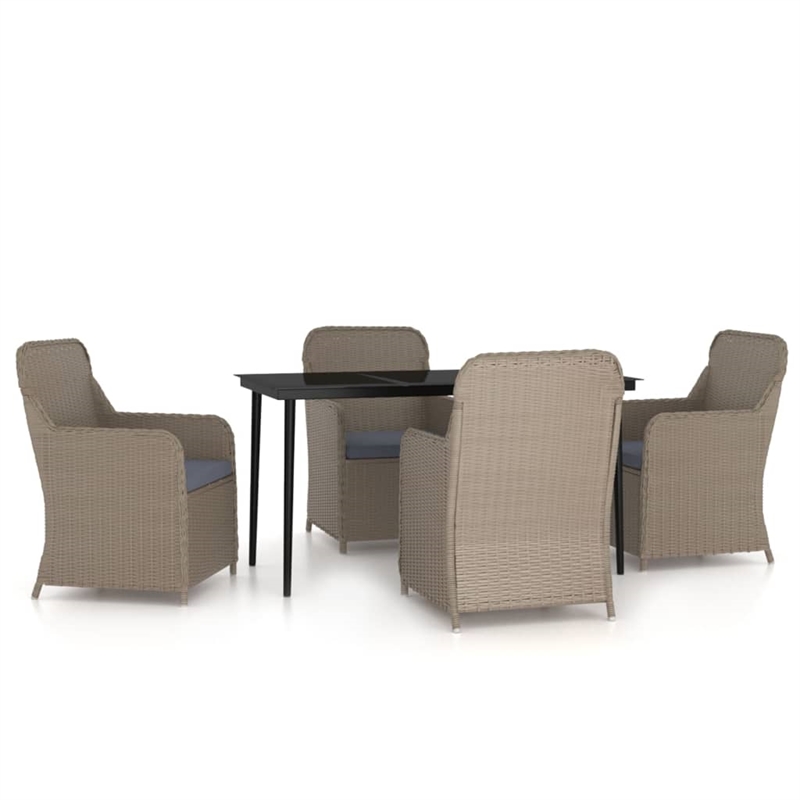vidaXL Garden Dining Set in Brown and Black