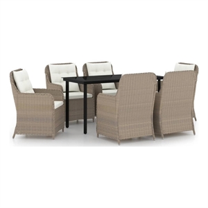 vidaXL Garden Dining Set in Brown/Cream/Black