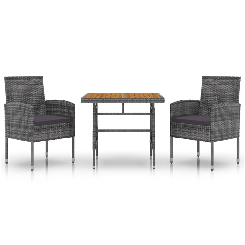 vidaXL PE Rattan Standard Durable Outdoor Dining Set in Gray