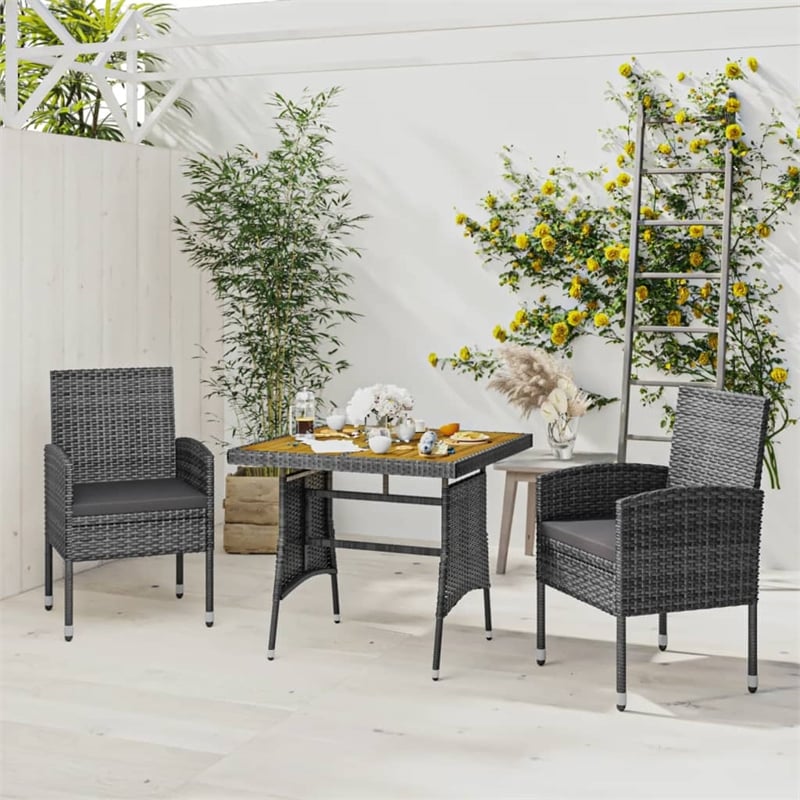 vidaXL PE Rattan Standard Durable Outdoor Dining Set in Gray