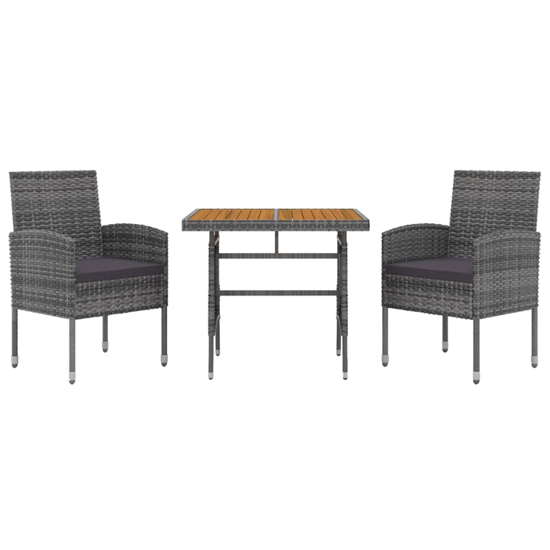 vidaXL PE Rattan Standard Durable Outdoor Dining Set in Gray