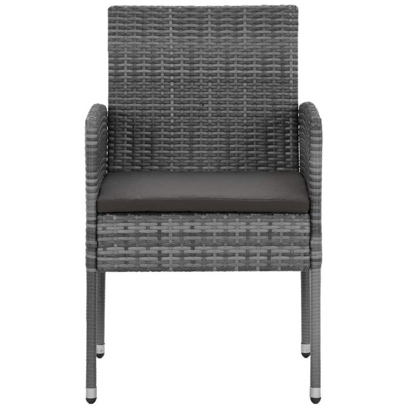 vidaXL PE Rattan Standard Durable Outdoor Dining Set in Gray