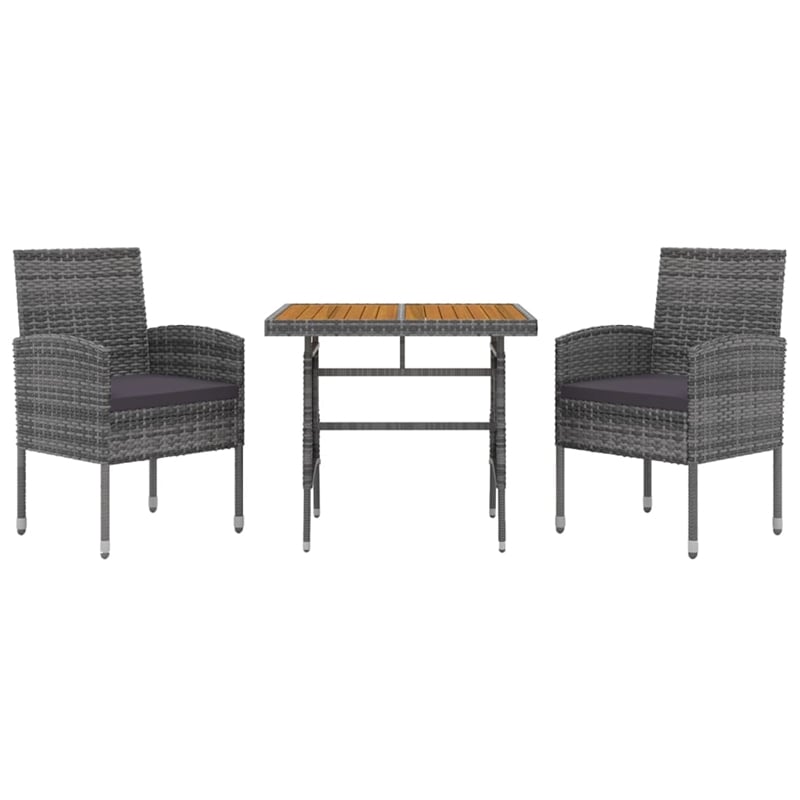 vidaXL PE Rattan Standard Durable Outdoor Dining Set in Gray