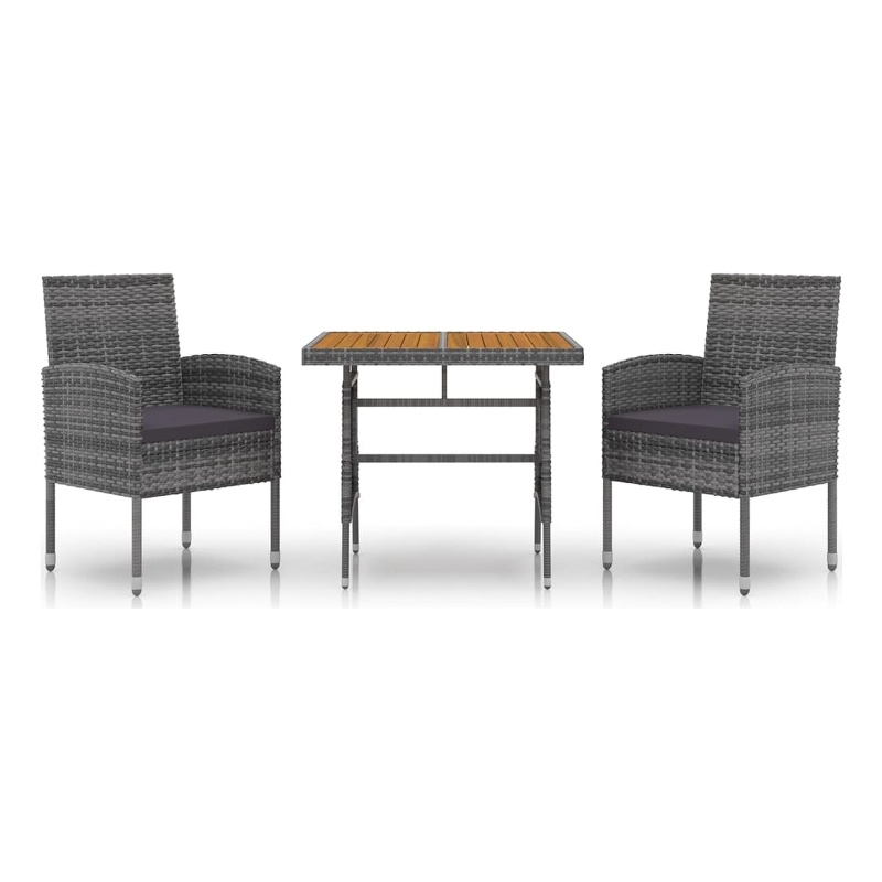 vidaXL PE Rattan Standard Durable Outdoor Dining Set in Gray