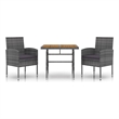 vidaXL PE Rattan Standard Durable Outdoor Dining Set in Gray