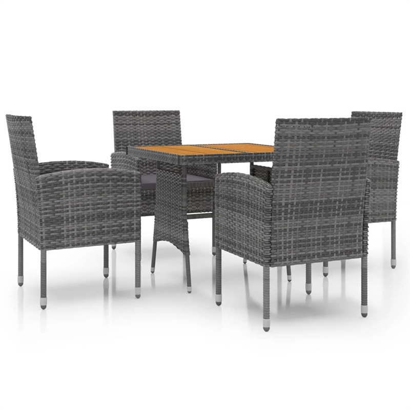 vidaXL PE Rattan Standard Durable Outdoor Dining Set in Gray