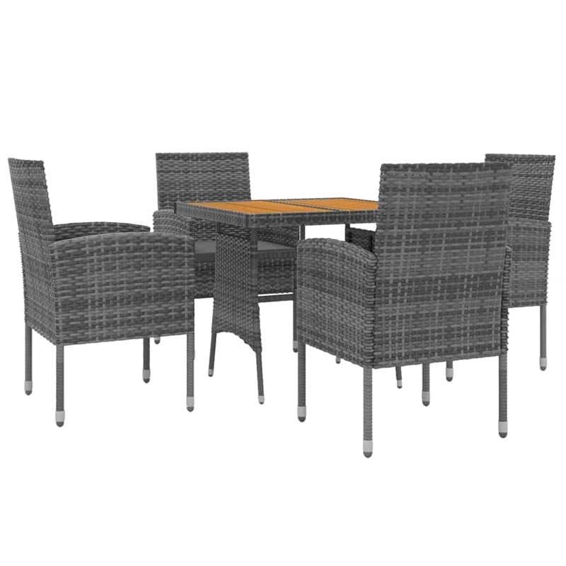 vidaXL PE Rattan Standard Durable Outdoor Dining Set in Gray