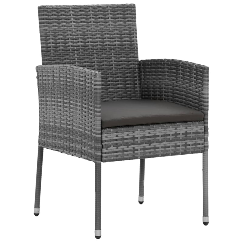 vidaXL PE Rattan Standard Durable Outdoor Dining Set in Gray