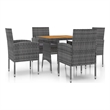 vidaXL PE Rattan Standard Durable Outdoor Dining Set in Gray