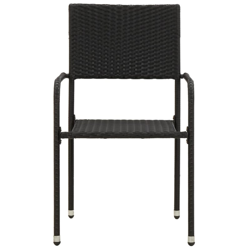 vidaXL PE Rattan Large Ergonomic Outdoor Dining Set in Black